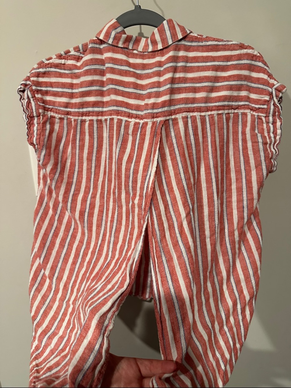 Striped Red Button-Front Cap-Sleeve Top - Picture 4 of 4